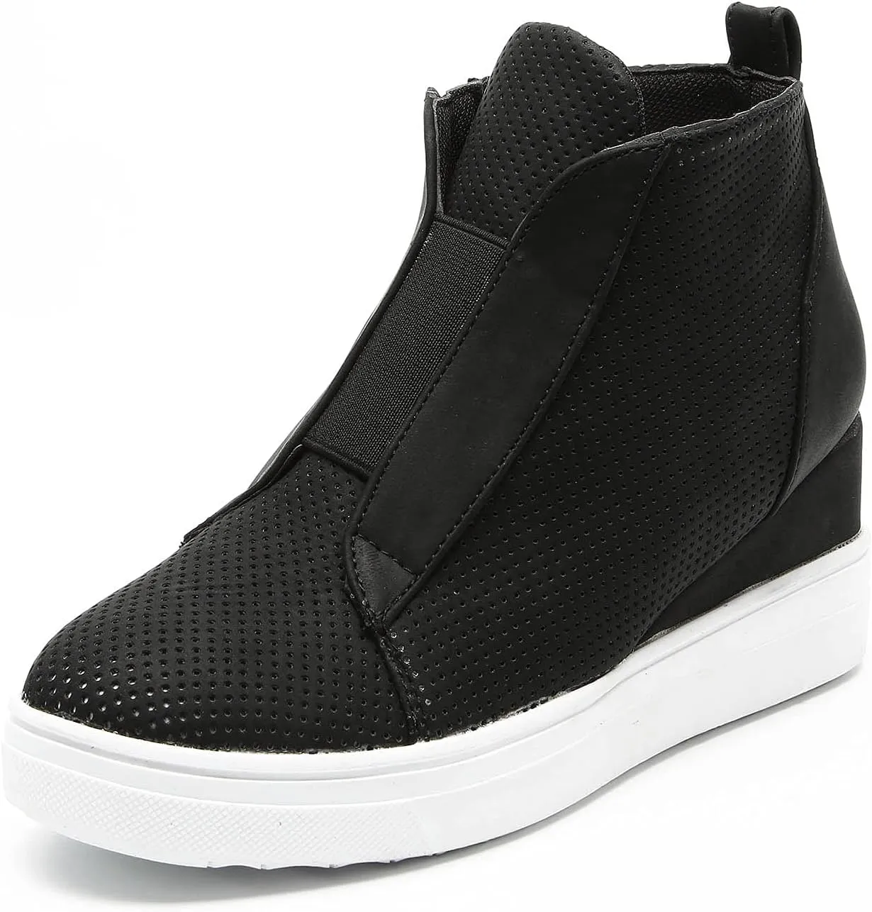 Hbeylia Platform Fashion Sneakers For Women Fashion Hidden High Heels Ankle Booties With Zipper Casual Chunky Bottom High Top Canvas Shoes Slip On Loafer Fall Winter Walking Work Shoes For Ladies