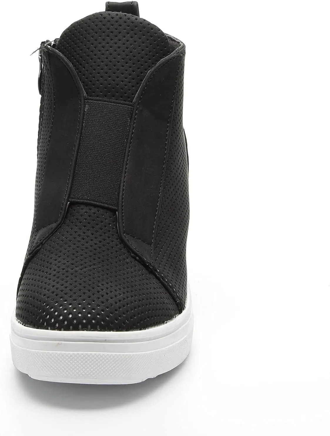 Hbeylia Platform Fashion Sneakers For Women Fashion Hidden High Heels Ankle Booties With Zipper Casual Chunky Bottom High Top Canvas Shoes Slip On Loafer Fall Winter Walking Work Shoes For Ladies