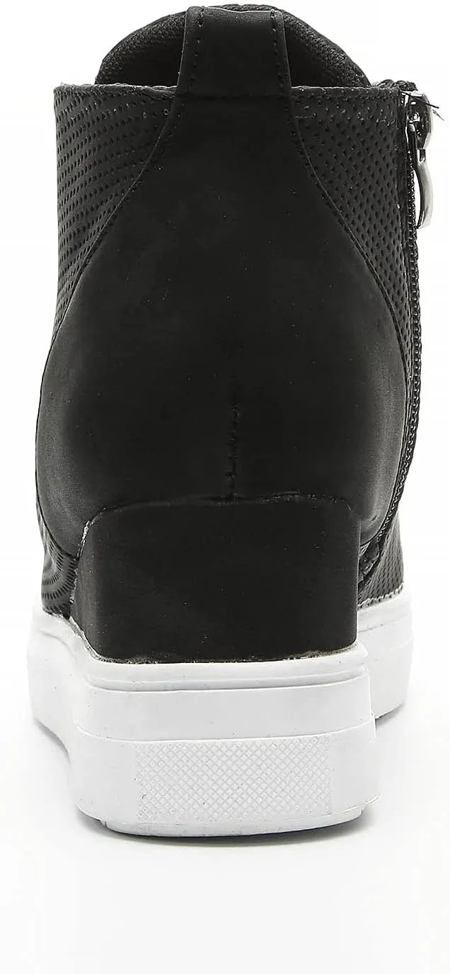 Hbeylia Platform Fashion Sneakers For Women Fashion Hidden High Heels Ankle Booties With Zipper Casual Chunky Bottom High Top Canvas Shoes Slip On Loafer Fall Winter Walking Work Shoes For Ladies