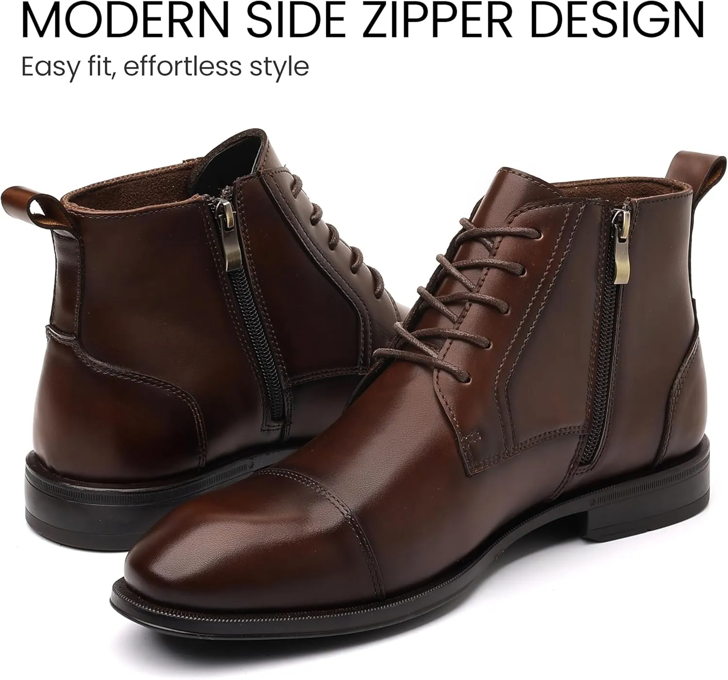 Holy dove Chelsea Boots Men – Genuine Leather,Chelsea Boots for Men with Side Zipper, Casual Slip-On Ankle Boots, Chukka & Oxford Style Dress Boots