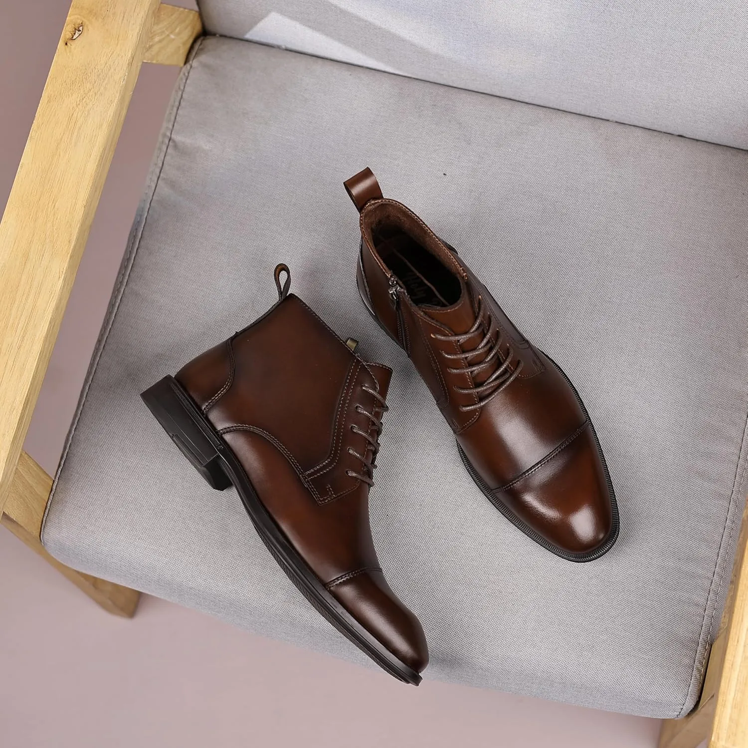 Holy dove Chelsea Boots Men – Genuine Leather,Chelsea Boots for Men with Side Zipper, Casual Slip-On Ankle Boots, Chukka & Oxford Style Dress Boots