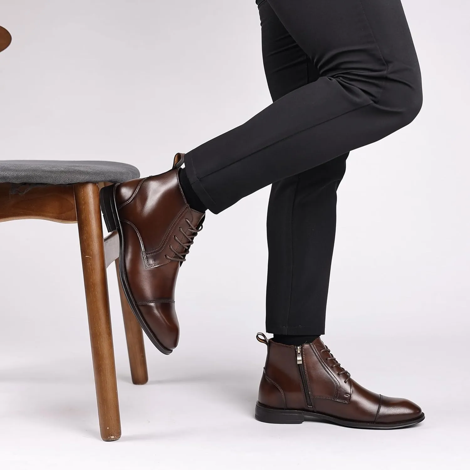 Holy dove Chelsea Boots Men – Genuine Leather,Chelsea Boots for Men with Side Zipper, Casual Slip-On Ankle Boots, Chukka & Oxford Style Dress Boots