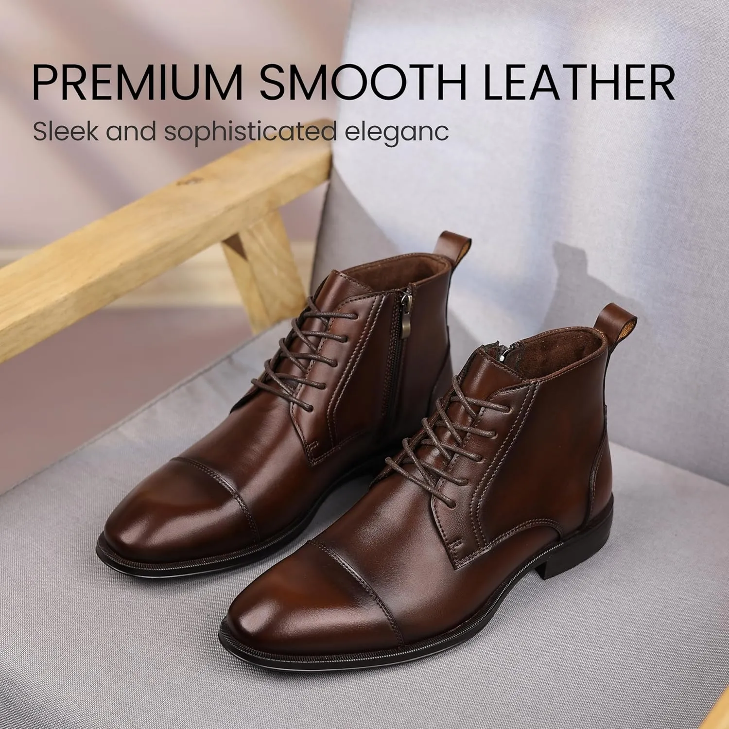 Holy dove Chelsea Boots Men – Genuine Leather,Chelsea Boots for Men with Side Zipper, Casual Slip-On Ankle Boots, Chukka & Oxford Style Dress Boots