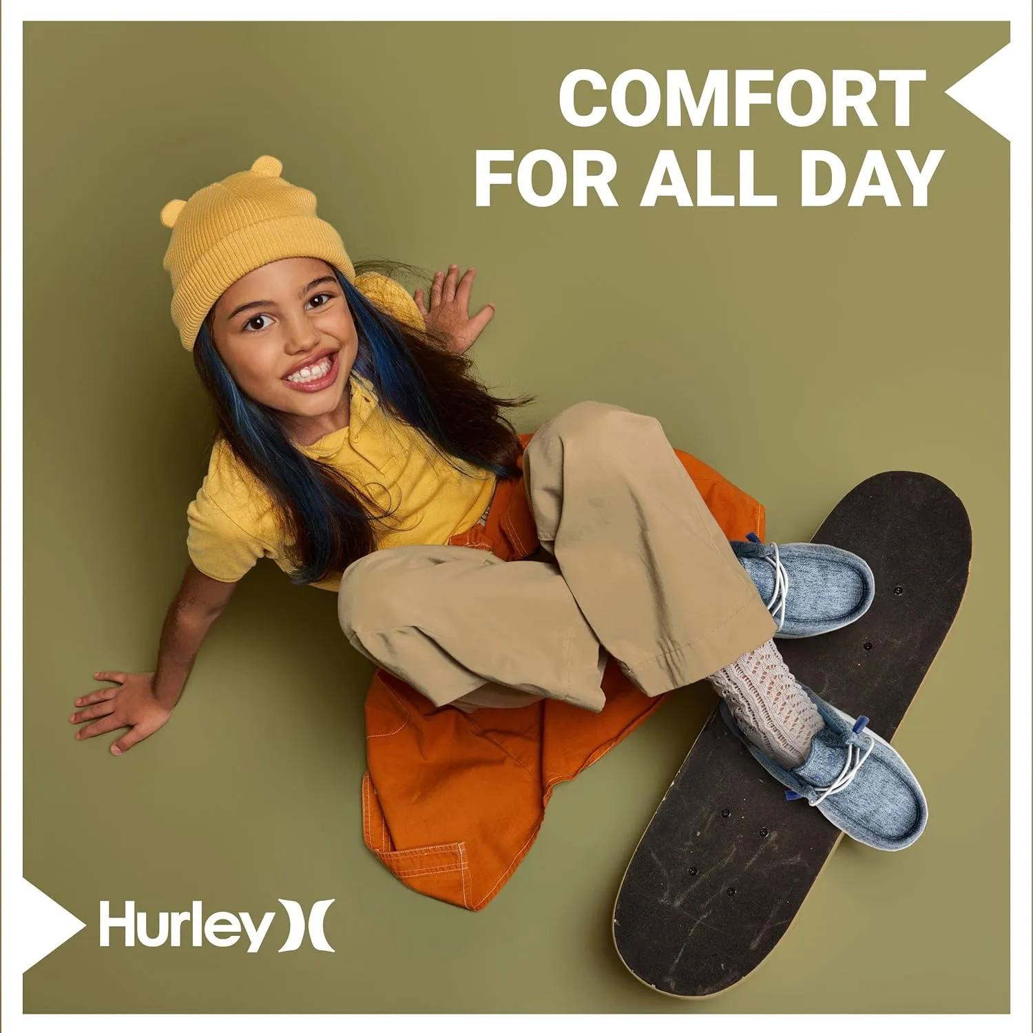 Hurley Kids Elastic Lace Loafers, Canvas Shoes for Boys & Girls - Comfortable, Durable, Stylish - Kid's Fashion Sneakers, Wide Toe Shoes for Everyday Wear