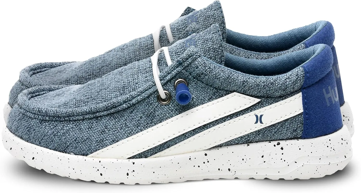 Hurley Kids Elastic Lace Loafers, Canvas Shoes for Boys & Girls - Comfortable, Durable, Stylish - Kid's Fashion Sneakers, Wide Toe Shoes for Everyday Wear
