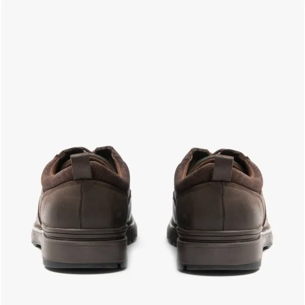 Hush Puppies DYLAN Mens Leather Derby Shoes Dark Brown