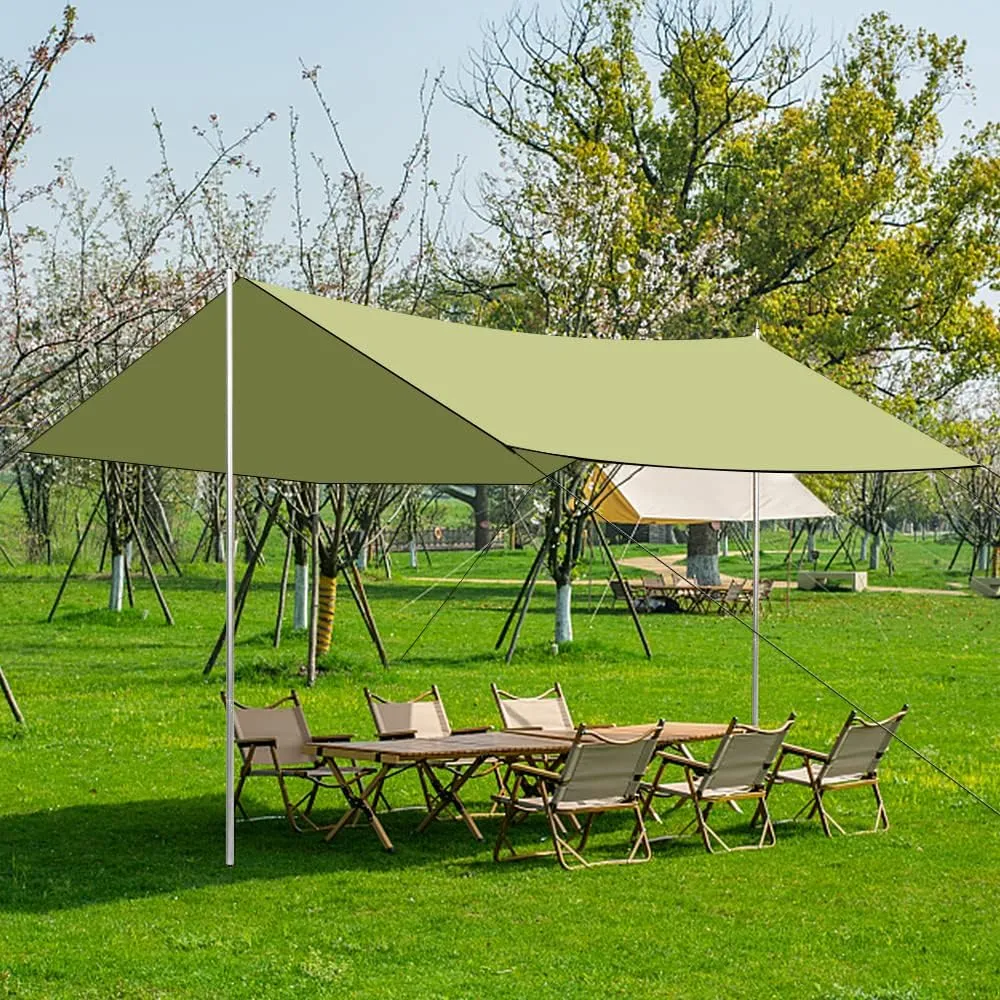 HXBER Camping Awning Canopy Rain Fly Tarp Sunshade Shelter Picnic Blanket for Outdoor Camping Hiking Backpacking Picnic Fishing