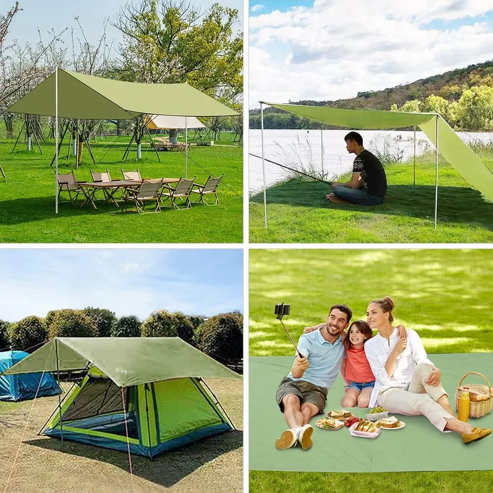 HXBER Camping Awning Canopy Rain Fly Tarp Sunshade Shelter Picnic Blanket for Outdoor Camping Hiking Backpacking Picnic Fishing