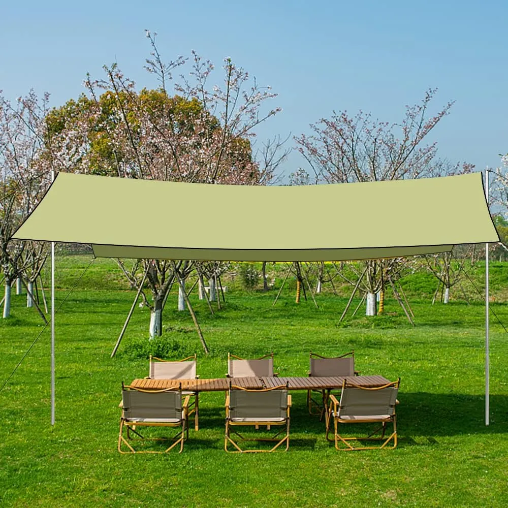 HXBER Camping Awning Canopy Rain Fly Tarp Sunshade Shelter Picnic Blanket for Outdoor Camping Hiking Backpacking Picnic Fishing