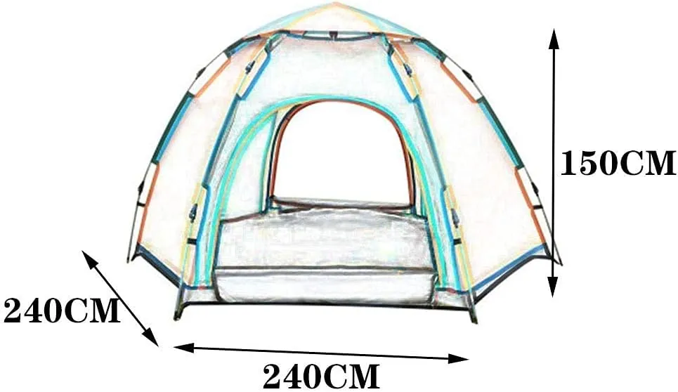 Hydraulic Dome Tent, Hexagonal Outdoor Tents for 3-4 Person, Strong Stability, Anti-Mosquito, Outdoor Camping and Mountaineering