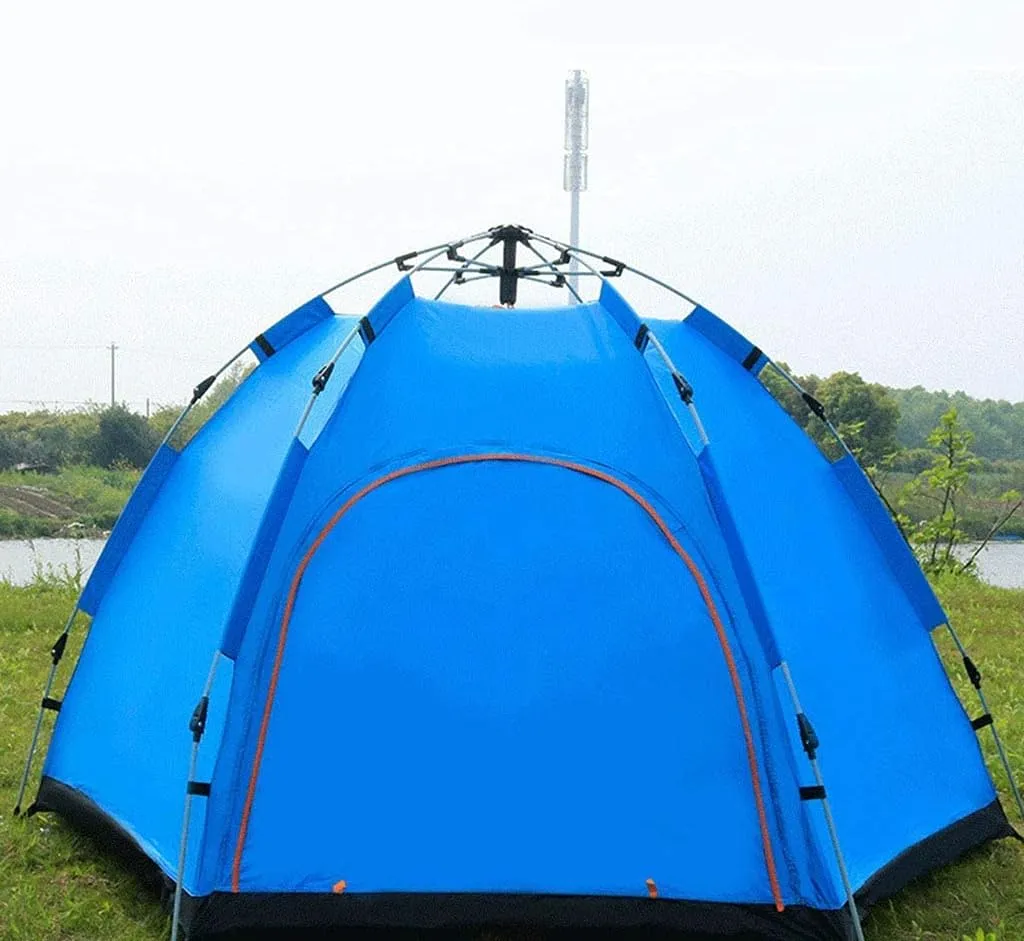 Hydraulic Dome Tent, Hexagonal Outdoor Tents for 3-4 Person, Strong Stability, Anti-Mosquito, Outdoor Camping and Mountaineering