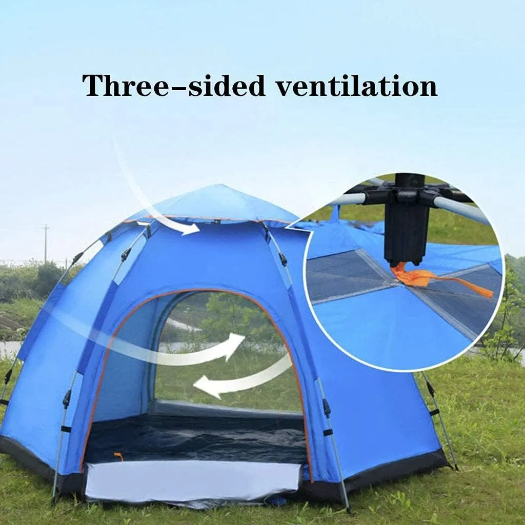 Hydraulic Dome Tent, Hexagonal Outdoor Tents for 3-4 Person, Strong Stability, Anti-Mosquito, Outdoor Camping and Mountaineering
