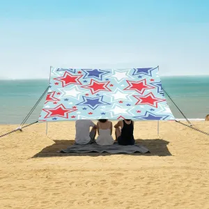Independence Day Patriotic Star Beach Camping Tent Sun Shelter for Whole Family, Beach Shade Canopy with UPF50  UV Protection,Easy Set Up and Carry,Outdoor Shade for Trips, Fishing, Backyard Fu
