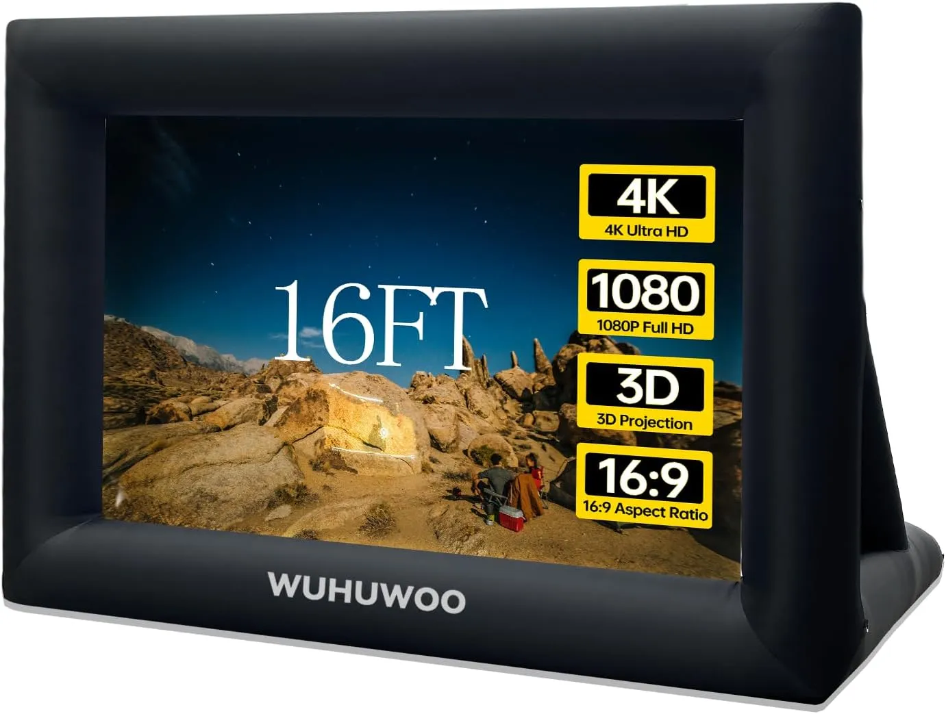Inflatable Movie Screen Outdoor, 16FT Blow Up Projector Screen for Outside with Air Blower and Carry Bag, Support Front & Rear Projection Easy Set Up for Backyard Movie Night Pool Party