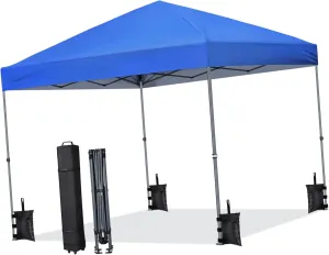 Instant Tent Canopy Windproof Outdoor Shelter with Protection Portable with Wheeled Carry Bag for Family Vacations and Outdoor Activities Blue