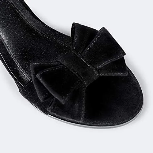 J. Adams April Heels for Women - Ankle Strap Low Heel Sandals with Removeable Bow & Tassel