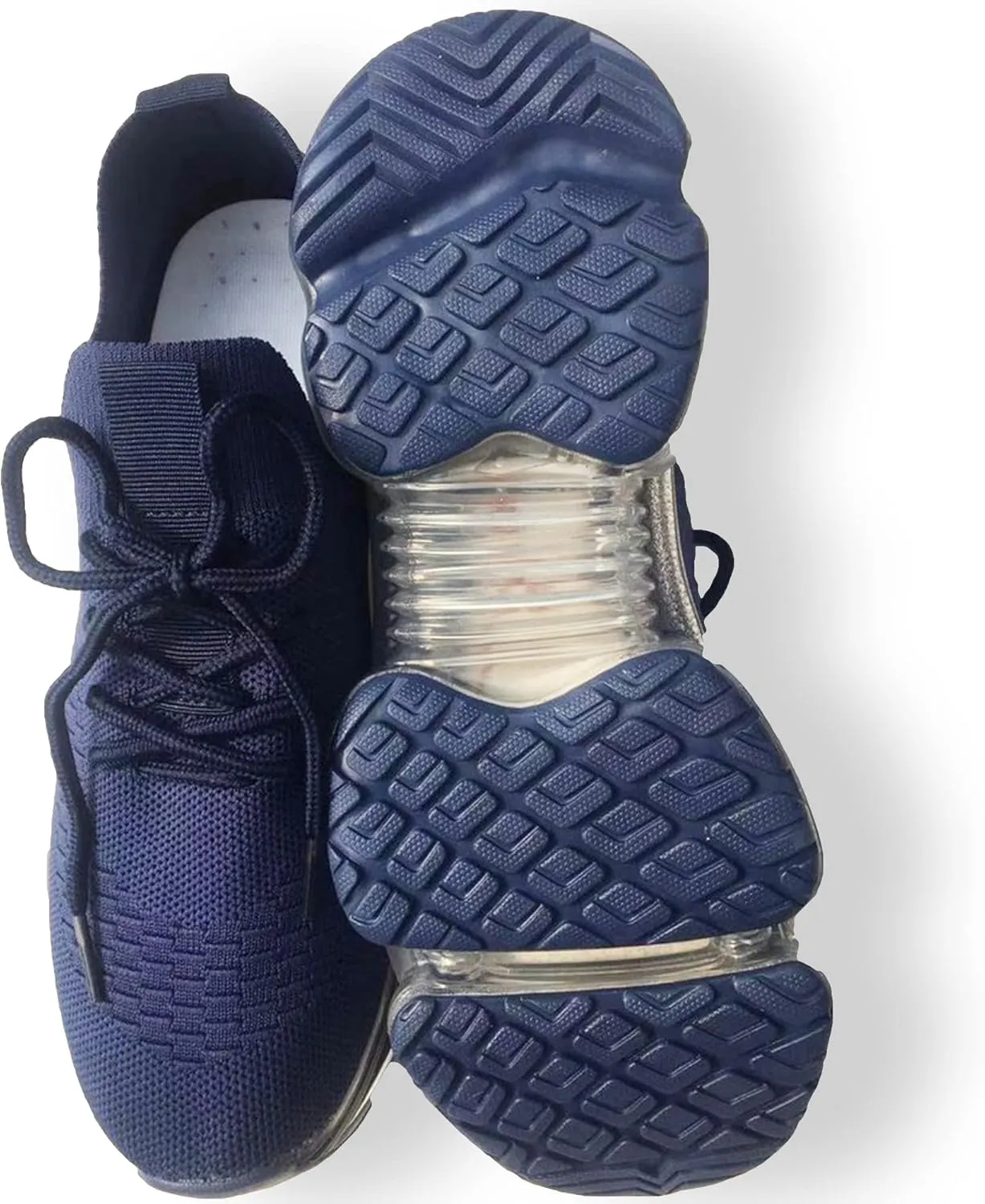 JITUUE Women's Fashion Sneakers Flying Woven Breathable Air Cushion Flat Sole Shoes Lace-up Decorative Elastic Slip-on