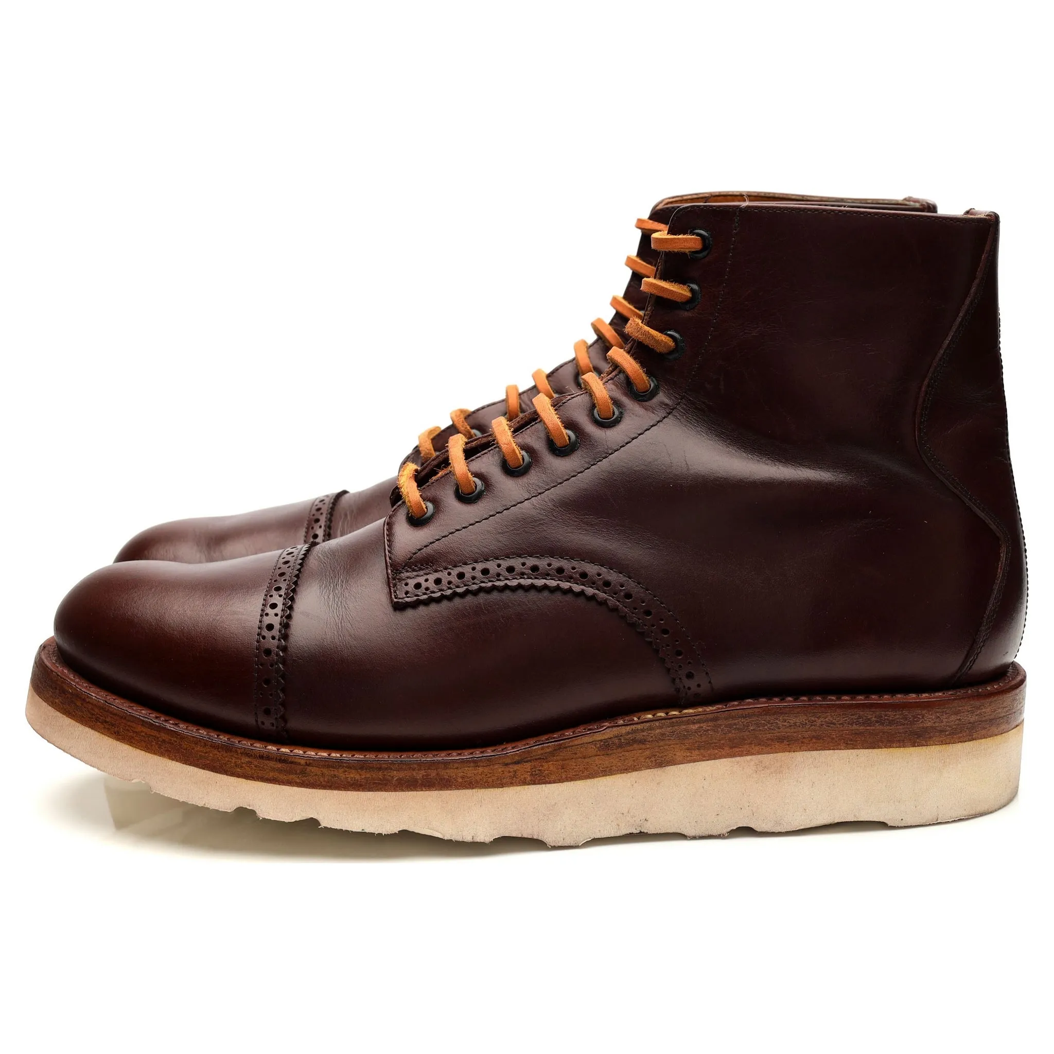 'Johnson' Brown Leather Boots UK 9.5 US 10.5 E