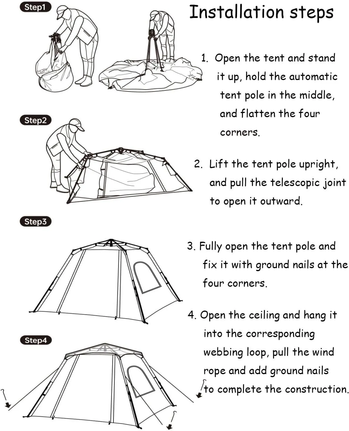 JSWHYBD Adult Automatic Pop Up Camping Tent Portable Quick Open Hiking Tent Outdoor Tent Camping Tent 5-8 Person Park Tent Camping Complete Set Indoor Tent Backpacking 240 * 240 * 155cm Cloudgray