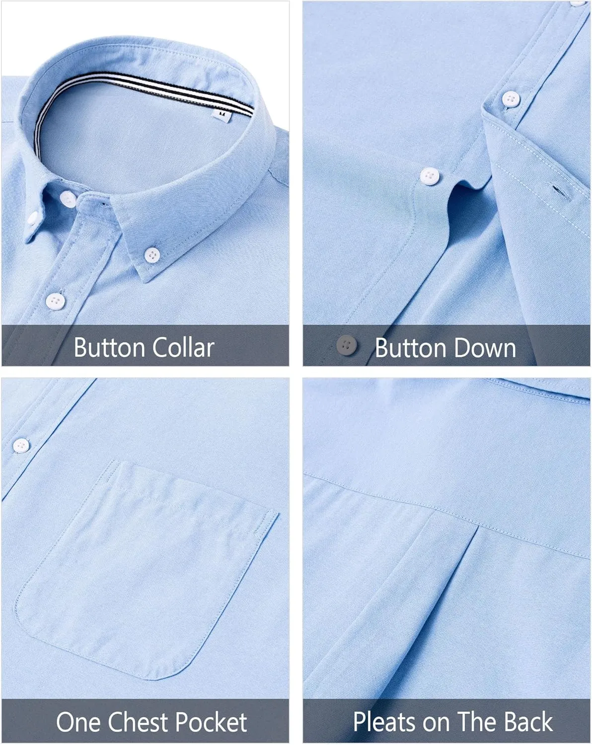 J.VER Men's Oxford Shirt Solid Casual Button Down Collar Shirts Long Sleeve Dress Shirts with Pocket