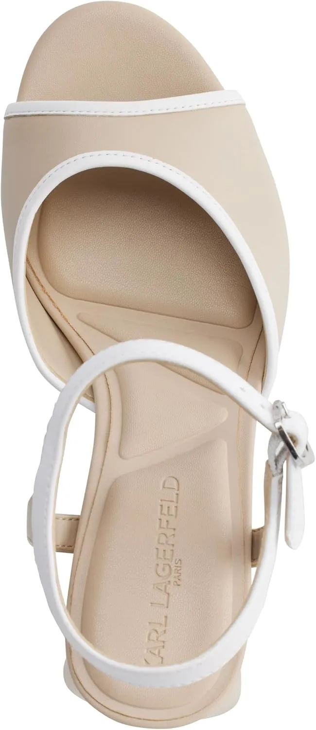 Karl Lagerfeld Paris Women's Cushioned Insole Evening Hallet-Platform Ankle Sandal Slide