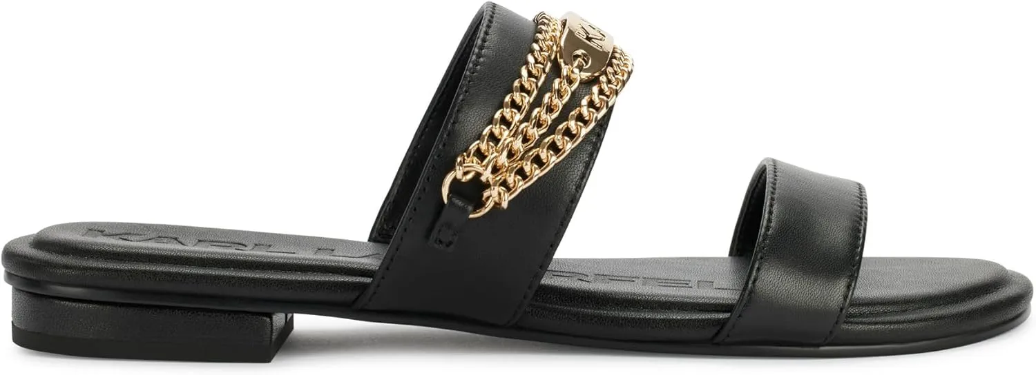 Karl Lagerfeld Paris Women's Cushioned Insole Everyday Canne-Double Band Sandal Heeled