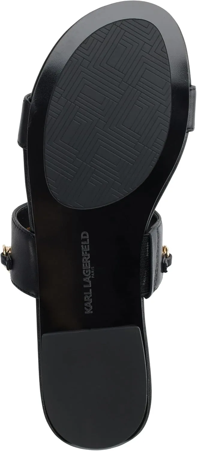 Karl Lagerfeld Paris Women's Cushioned Insole Everyday Canne-Double Band Sandal Heeled