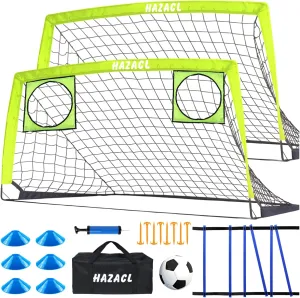 Kids Soccer Goal for Backyard, 6x4 9x5 FT Portable Soccer Nets Pop Up with Ball, Agility Ladder, Cones, Target & Carry Bag for Toddler Youth Outdoor Indoor Training Practice Sports Games Play
