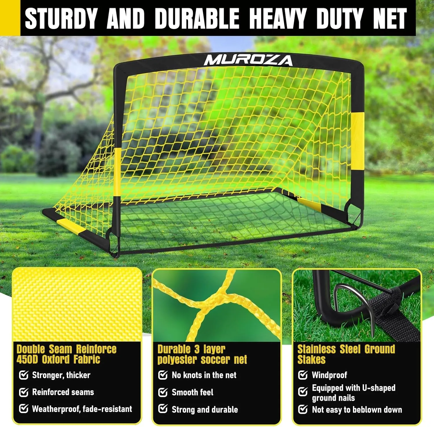 Kids Soccer Goals for Backyard Set, 2 Pack of Portable Pop Up Soccer Nets with Soccer Ball, Cones, Complete Training Equipment for Youth, Toddler Outdoor Sports Games