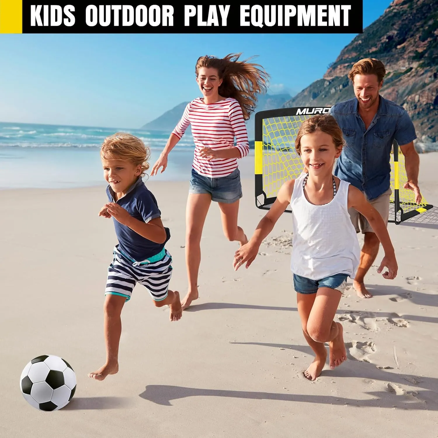Kids Soccer Goals for Backyard Set, 2 Pack of Portable Pop Up Soccer Nets with Soccer Ball, Cones, Complete Training Equipment for Youth, Toddler Outdoor Sports Games