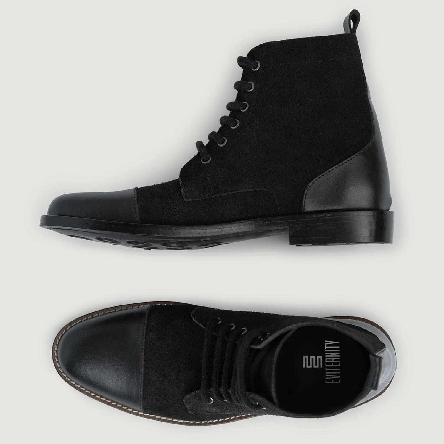 Knight Derby Hybrid Black Leather Boots - StudGuard