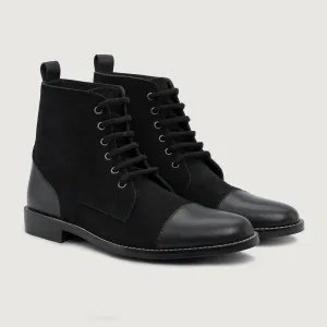 Knight Derby Hybrid Black Leather Boots - StudGuard