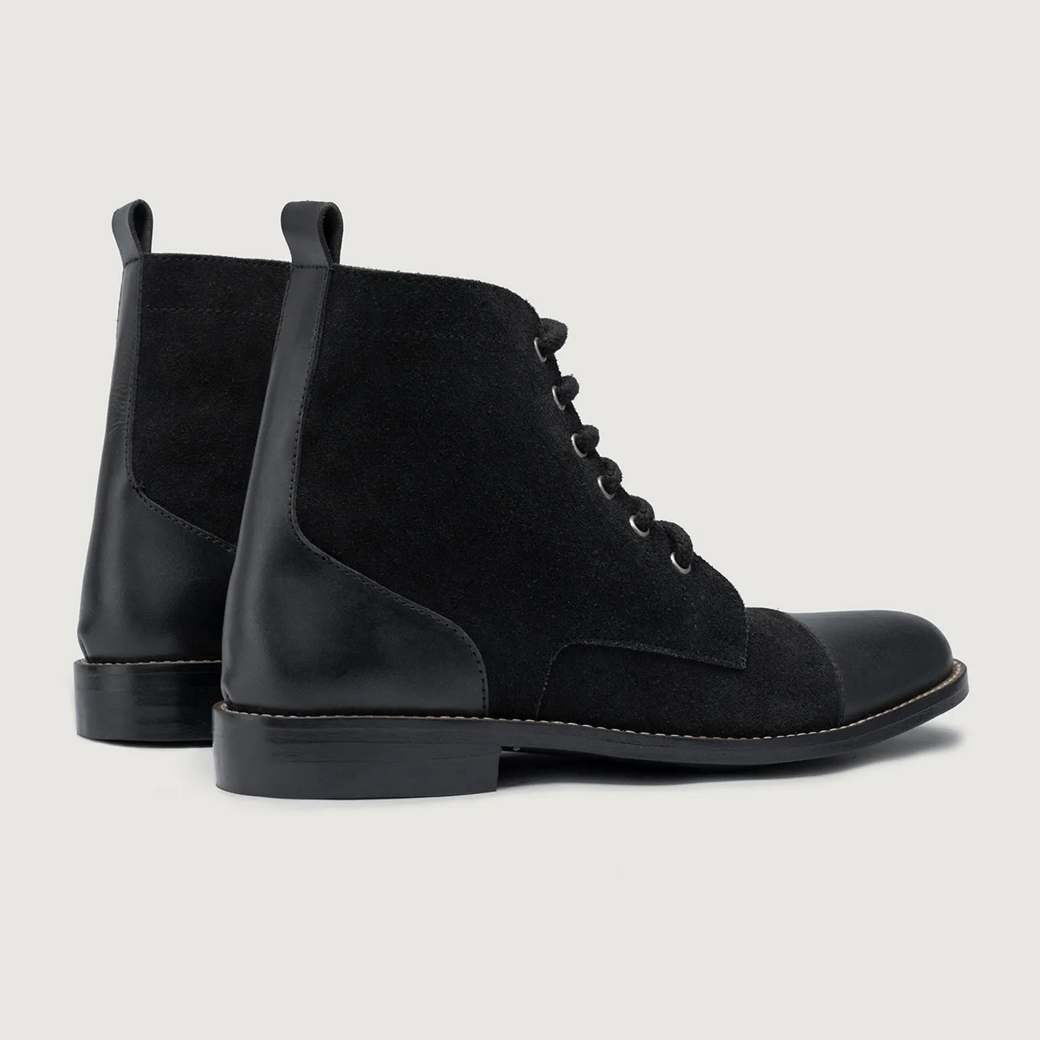 Knight Derby Hybrid Black Leather Boots - StudGuard