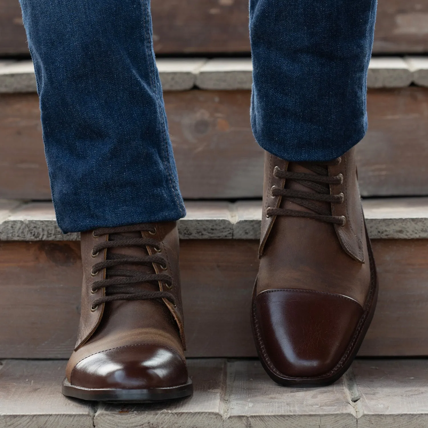 Knight Derby Hybrid Brown Leather Boots - StudGuard