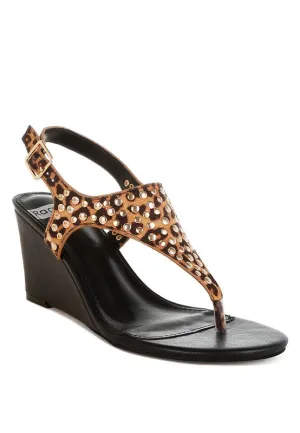 Leopard Print Studded Wedges