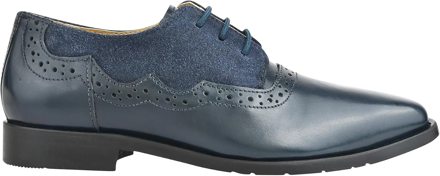 LIBERTYZENO Boys Plain & EEL Print Genuine Leather Kids & Toddlers Lace Up Oxford Dress Shoes for Prom Graduation