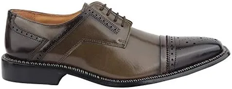 LIBERTYZENO Mens Burnished Toe Genuine Leather Adults Lace Up Oxford Dress Shoes for Prom Graduation