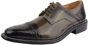 LIBERTYZENO Mens Burnished Toe Genuine Leather Adults Lace Up Oxford Dress Shoes for Prom Graduation