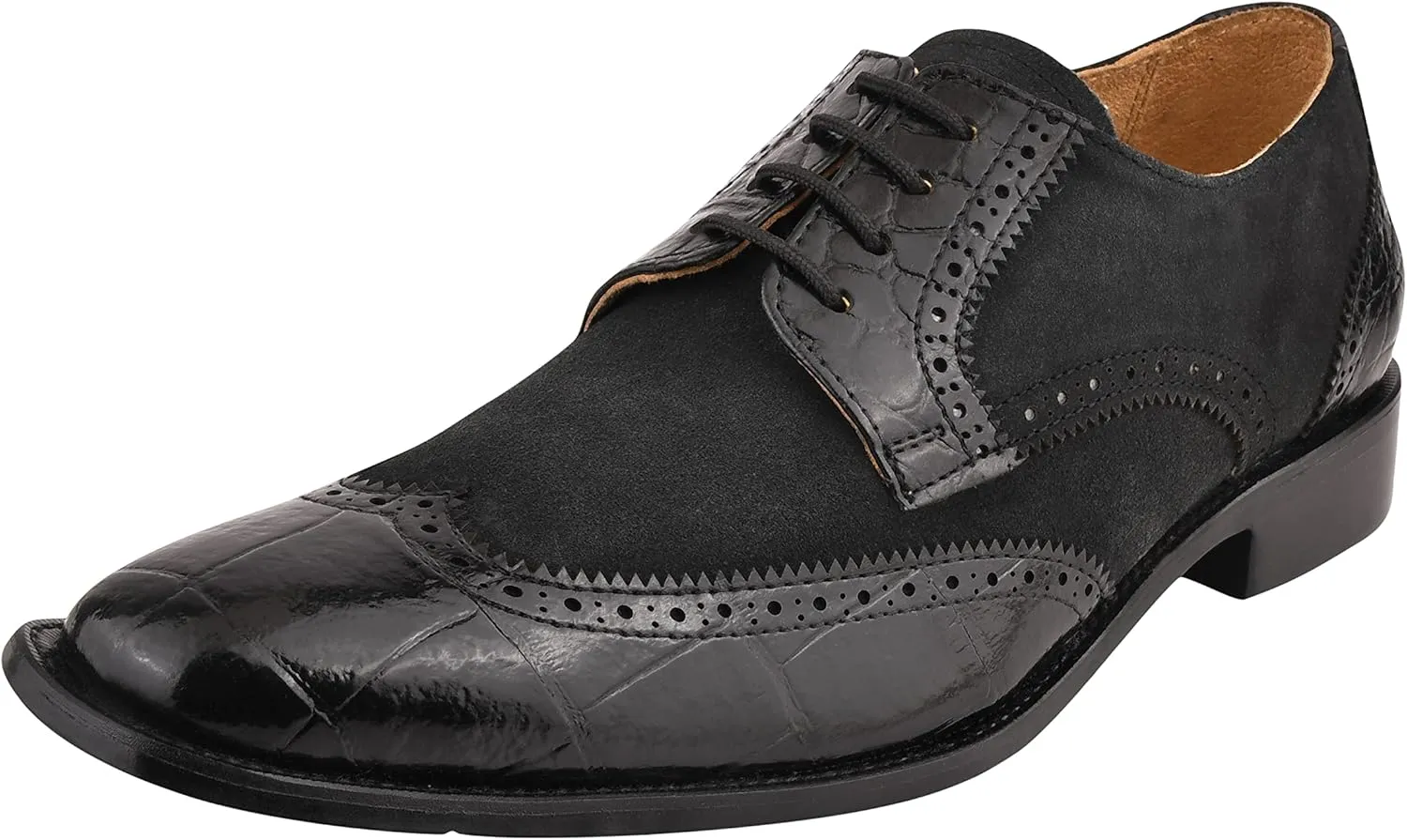 LIBERTYZENO Mens Genuine Leather Adults Wingtip Lace Up Oxford Dress Shoes for Easter Gift