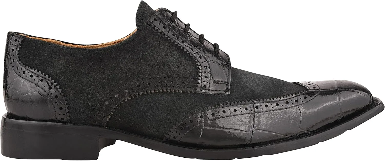 LIBERTYZENO Mens Genuine Leather Adults Wingtip Lace Up Oxford Dress Shoes for Easter Gift