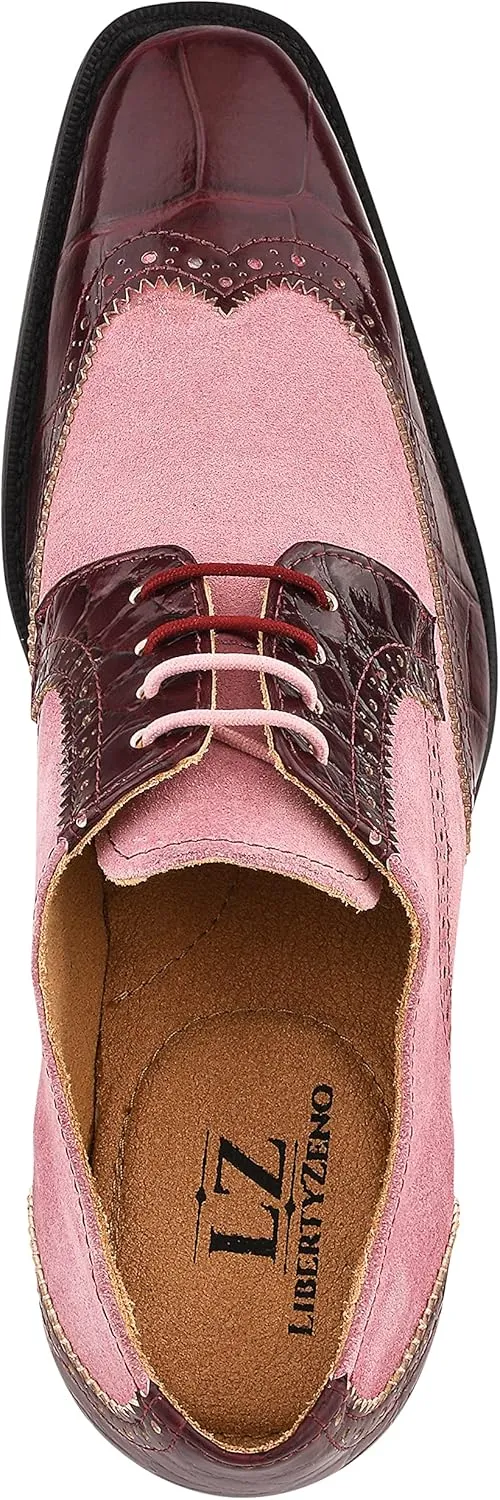 LIBERTYZENO Mens Genuine Leather Adults Wingtip Lace Up Oxford Dress Shoes for Prom Graduation