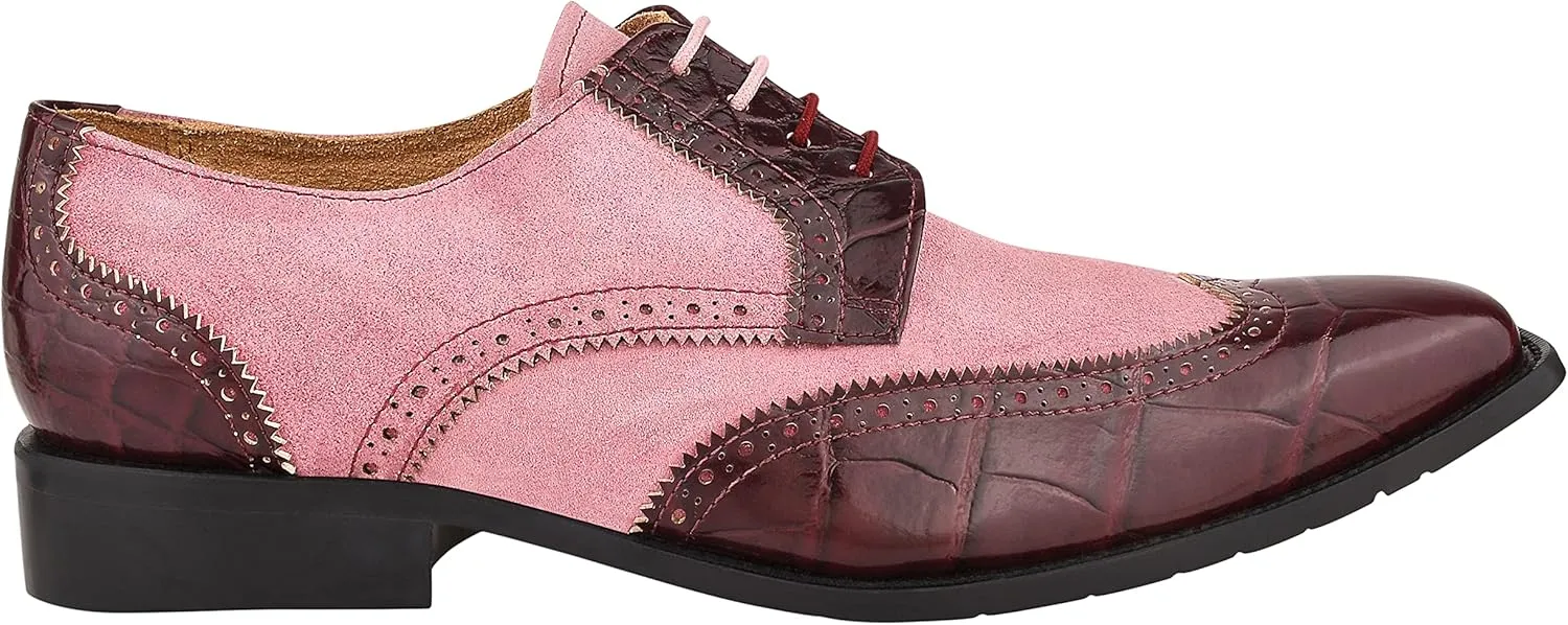 LIBERTYZENO Mens Genuine Leather Adults Wingtip Lace Up Oxford Dress Shoes for Prom Graduation