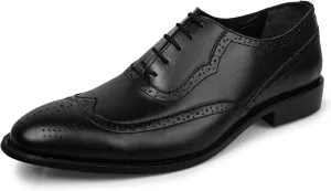 LIBERTYZENO Mens Genuine Leather Adults Wingtip Lace Up Oxford Dress Shoes for Prom Graduation