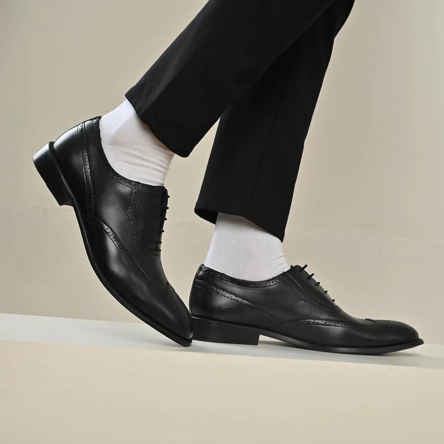 LIBERTYZENO Mens Genuine Leather Adults Wingtip Lace Up Oxford Dress Shoes for Prom Graduation