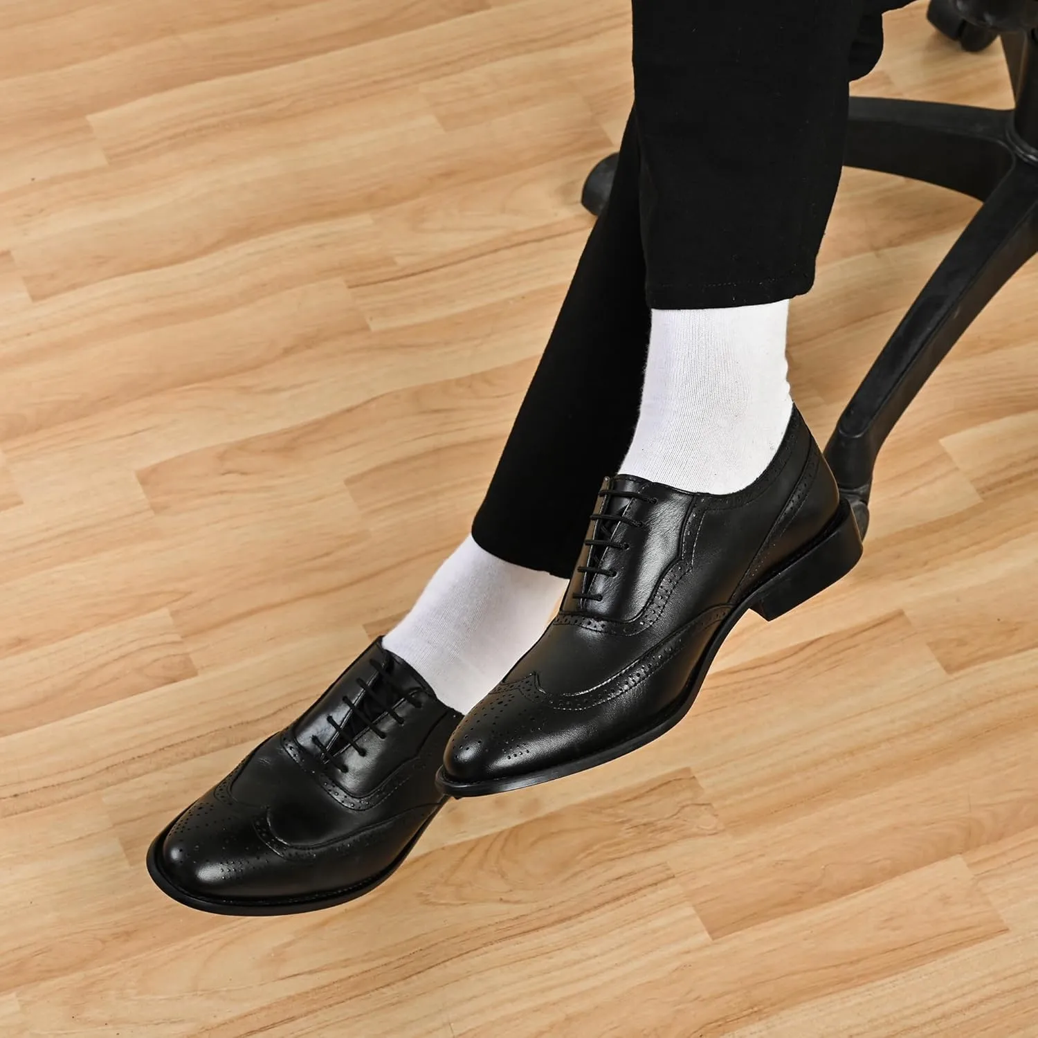 LIBERTYZENO Mens Genuine Leather Adults Wingtip Lace Up Oxford Dress Shoes for Prom Graduation