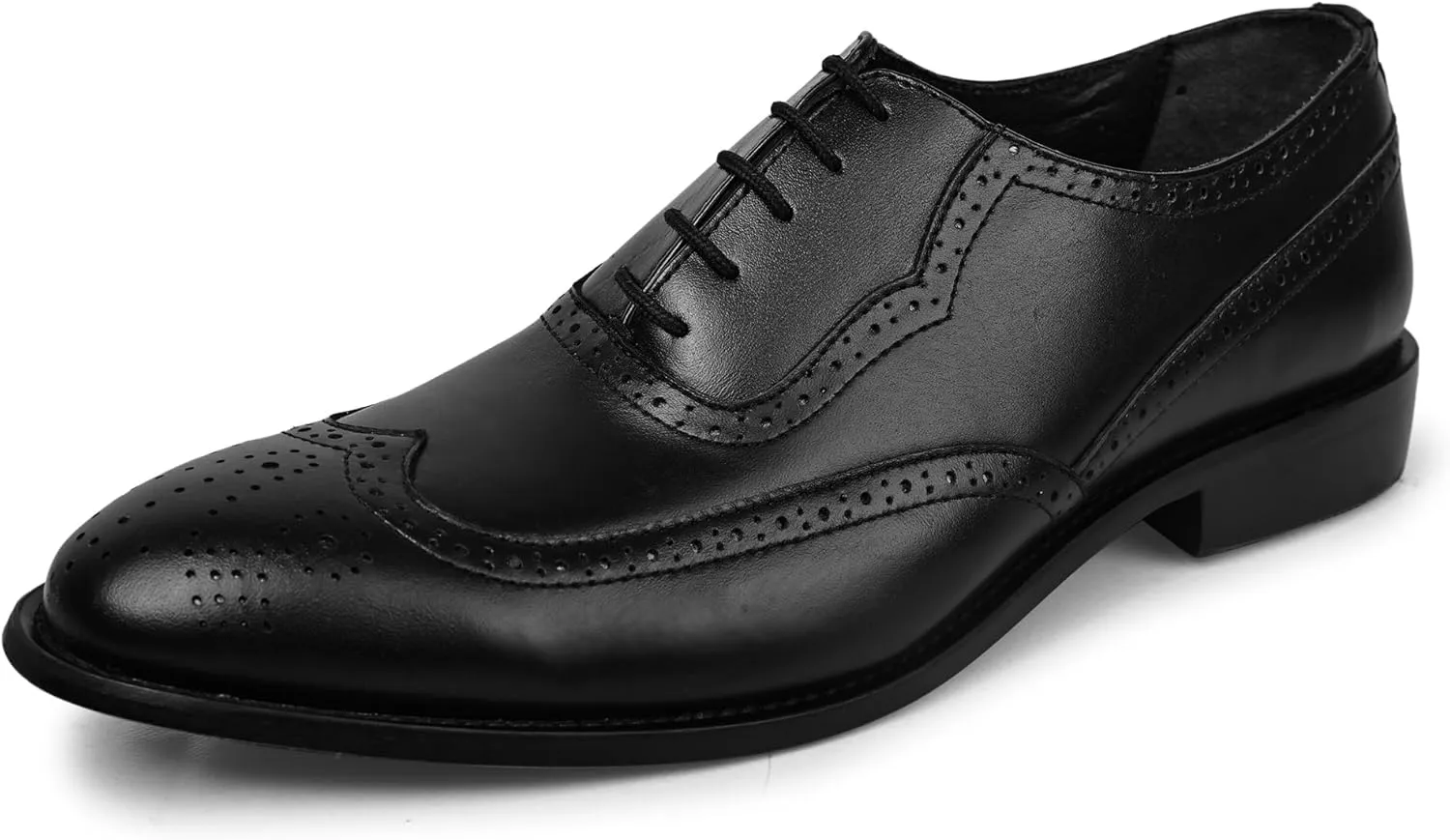 LIBERTYZENO Mens Genuine Leather Adults Wingtip Lace Up Oxford Dress Shoes for Prom Graduation