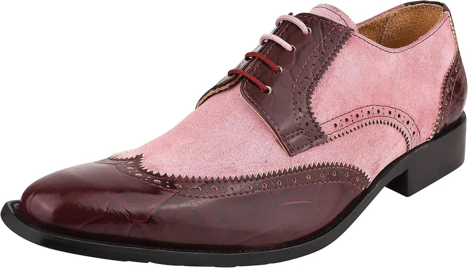 LIBERTYZENO Mens Genuine Leather Adults Wingtip Lace Up Oxford Dress Shoes for Prom Graduation