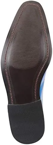 LIBERTYZENO Mens Plain & Animal Print Blue Genuine Leather Adults Lace Up Oxford Dress Shoes for Prom Graduation