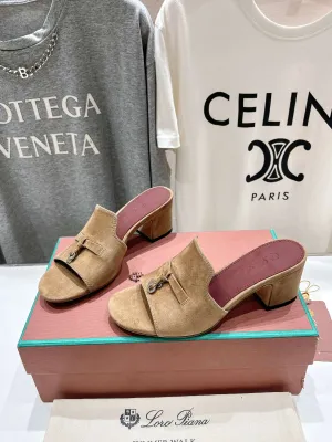 Light Brown Heel Sandal Velvet
