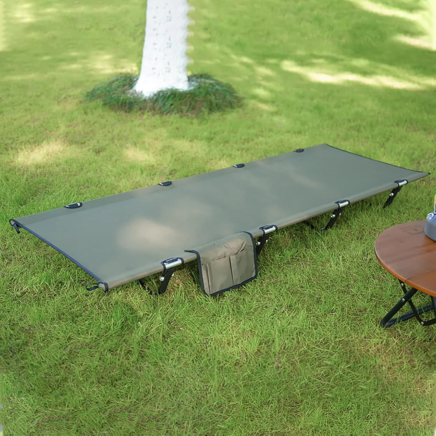 Lightweight Folding Camping Cot Bed, Extra Wide Portable Camping Cot with Storage Pocket and Carry Bag,Support 330Lbs for Outdoor Travel, Hunting, Hiking, Beach, Office